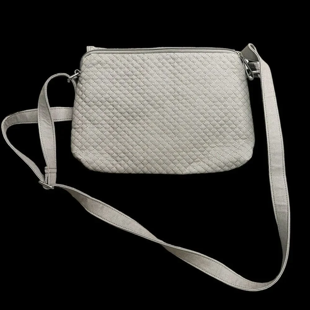 Vera Bradley Iconic‎ Turnabout Quilted Reversible Crossbody Bag Denim Gray Solid